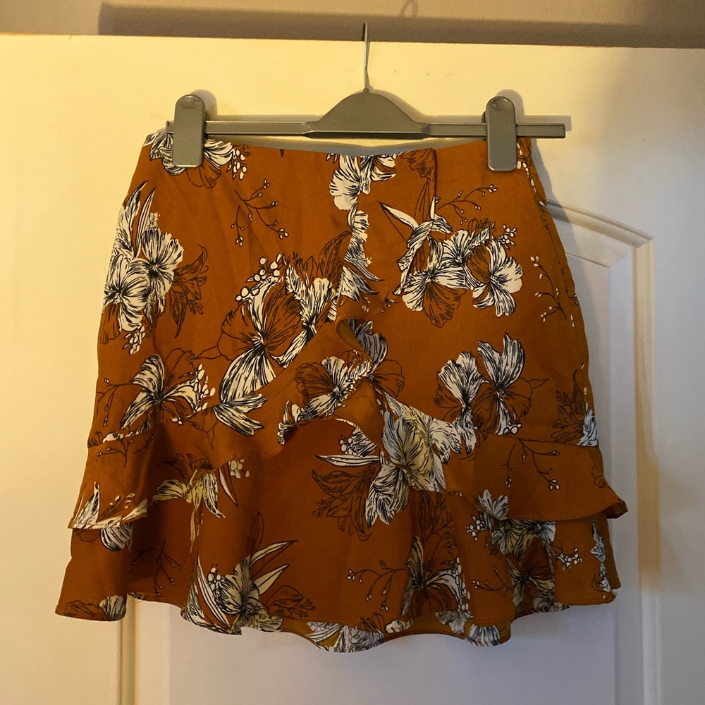 Rust floral skirt
